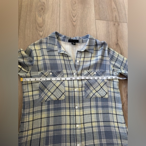 Sanctuary Blue and Gray Plaid Tomboy Shirt 100% COTTON.👕 - Picture 5 of 9